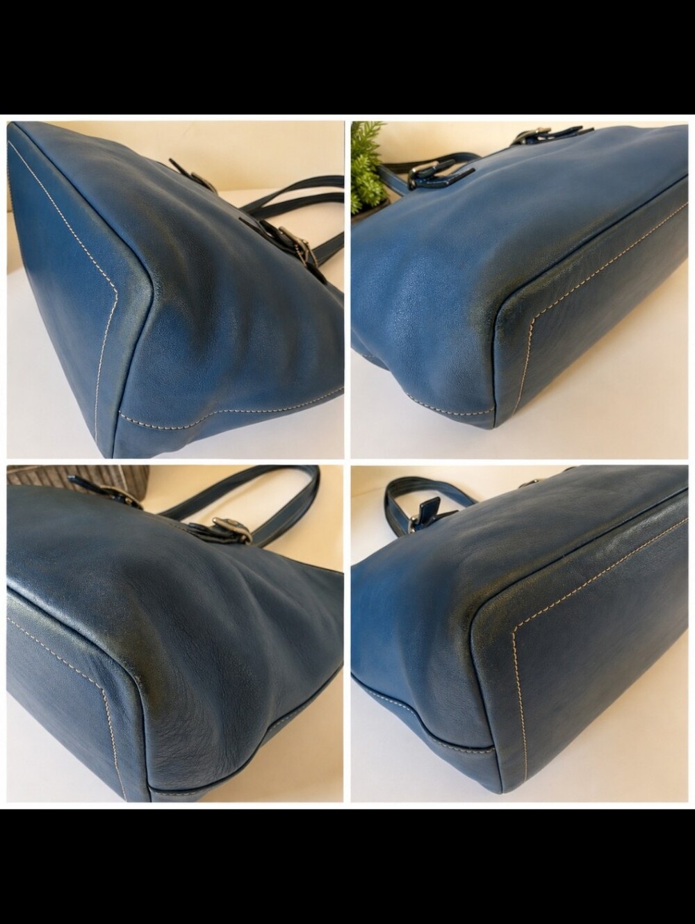 Vintage Coach Legacy Market Tote Cobalt Blue Glove Tanned Leather Shoulder Bag - Picture 12 of 14